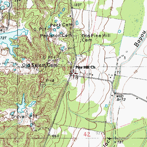 Topographic Map of Pine Hill Church, LA