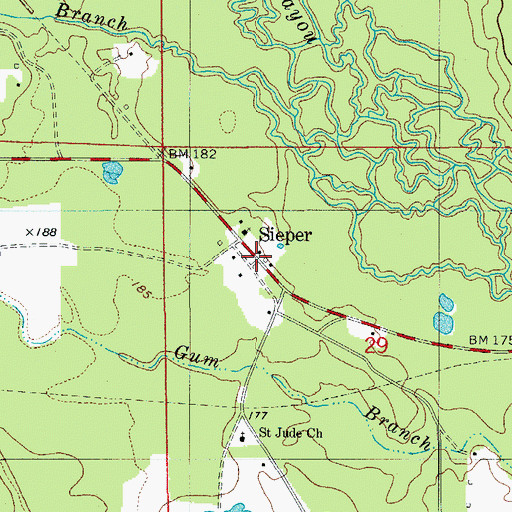 Topographic Map of Sieper, LA
