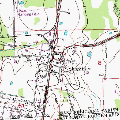 Topographic Map of Slaughter, LA