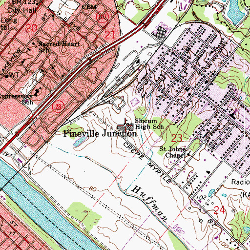 Topographic Map of J S Slocum Learning Center School, LA