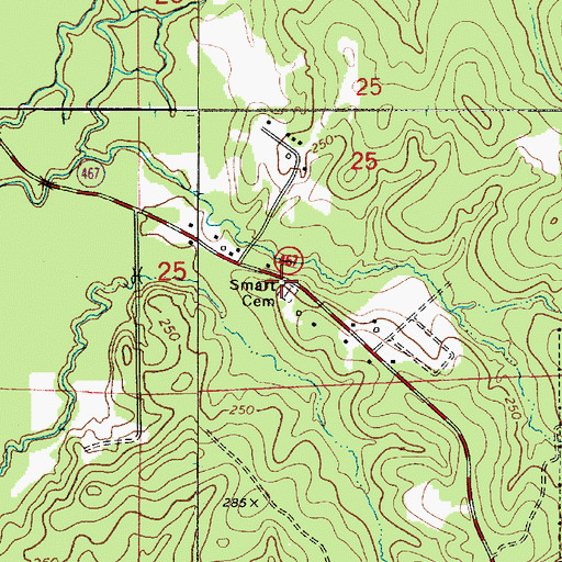 Topographic Map of Smart Cemetery, LA