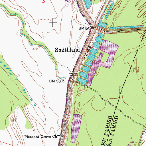 Topographic Map of Smithland, LA