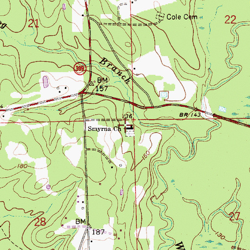 Topographic Map of Smyrna Baptist Church, LA