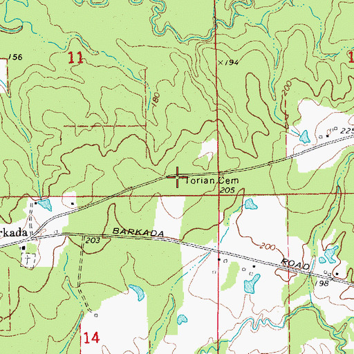 Topographic Map of Torian Cemetery, AR