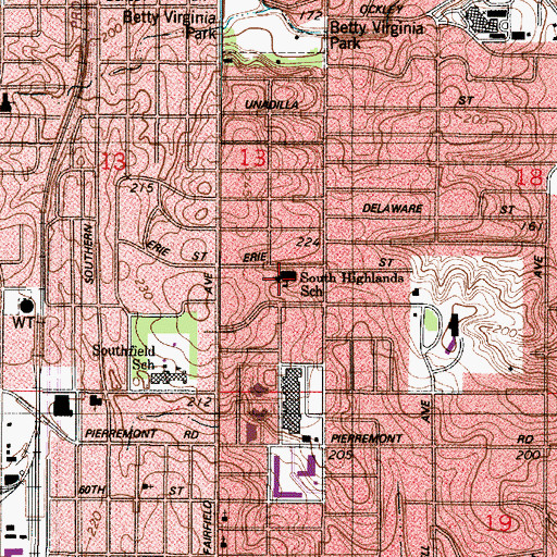 Topographic Map of SOUTH HIGHLANDS ELEMENTARY MAGNET SCHOOL, LA