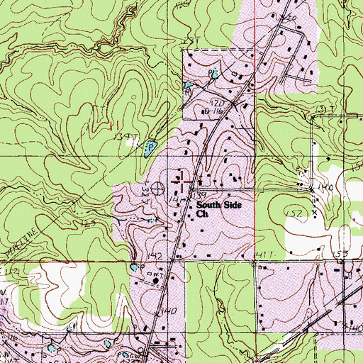 Topographic Map of South Side Church, LA