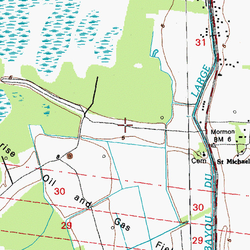 Topographic Map of South Sunrise Oil and Gas Field, LA
