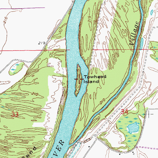 Topographic Map of Towhead Island, AR