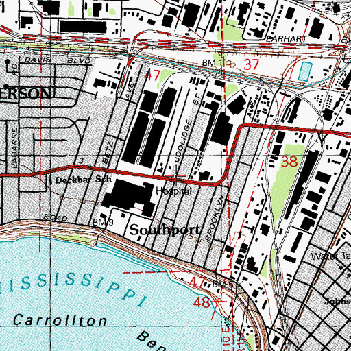 Topographic Map of Southport, LA