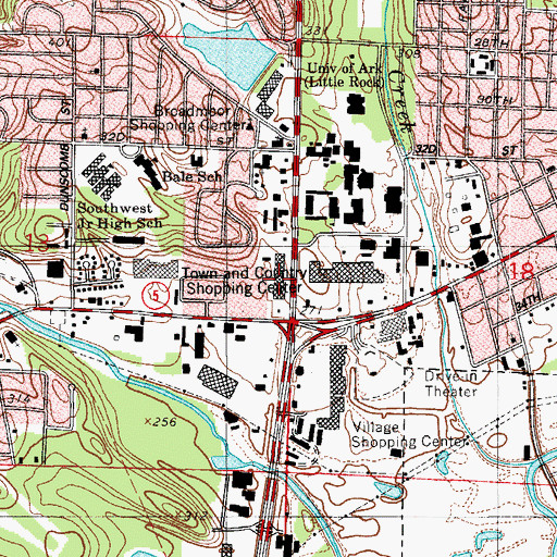 Topographic Map of Town and Country Shopping Center, AR