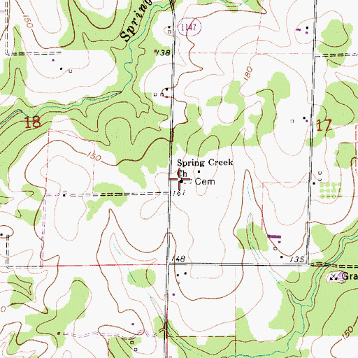 Topographic Map of Spring Creek Baptist Church, LA