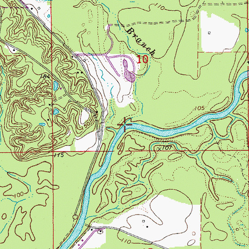 Topographic Map of Town Branch, AR