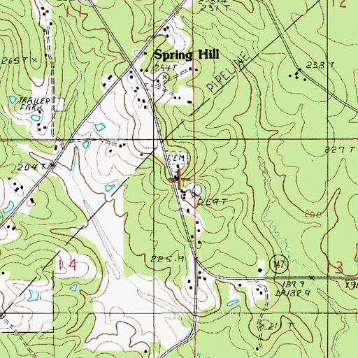 Topographic Map of Spring Hill Primitive Baptist Church, LA