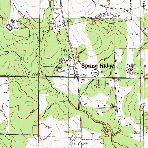 Topographic Map of Spring Ridge, LA