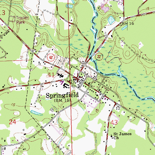 Topographic Map of Springfield, LA