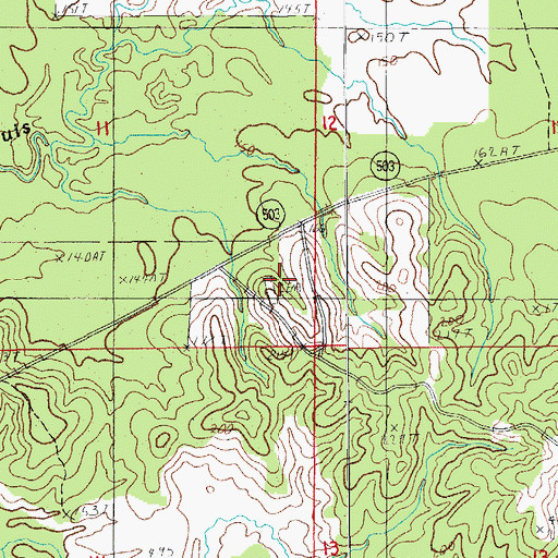 Topographic Map of Squires Cemetery, LA