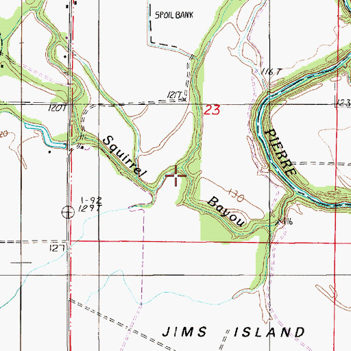 Topographic Map of Squirrel Bayou, LA