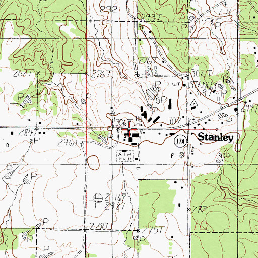 Topographic Map of Stanley, LA