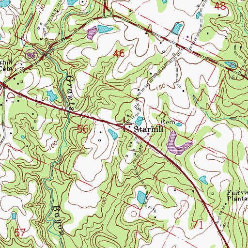 Topographic Map of Starhill, LA