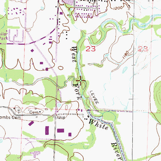 Topographic Map of Town Branch, AR