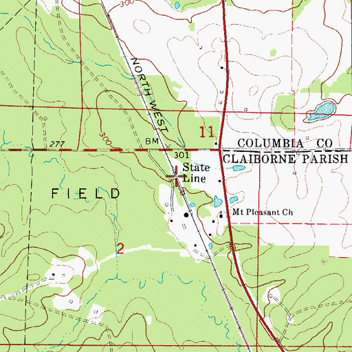 Topographic Map of State Line, LA