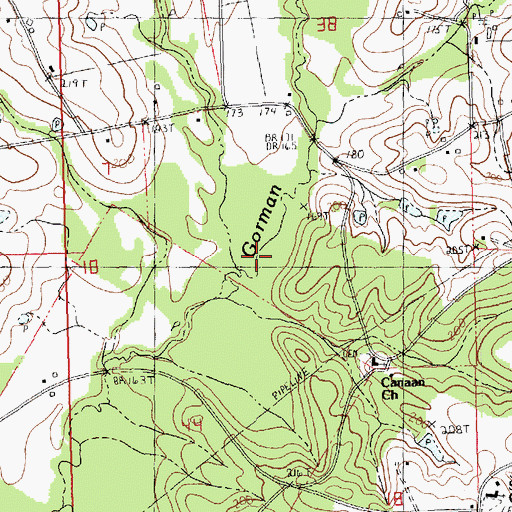 Topographic Map of Stevens Branch, LA
