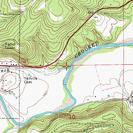 Topographic Map of Town Branch, AR