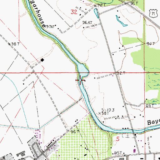 Topographic Map of Sugarhouse Bayou, LA