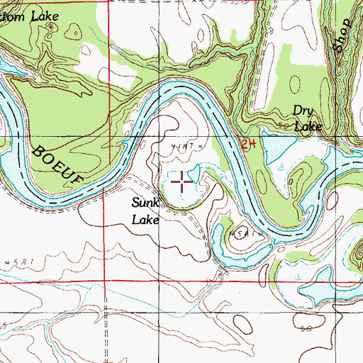 Topographic Map of Sunk Lake, LA