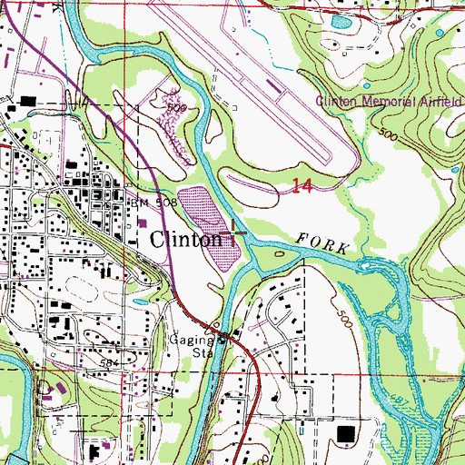 Topographic Map of Town Branch, AR