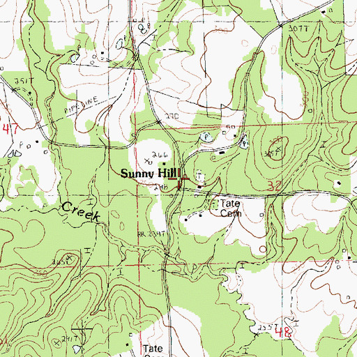 Topographic Map of Sunny Hill, LA