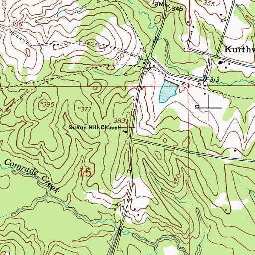 Topographic Map of Sunny Hill Baptist Church, LA