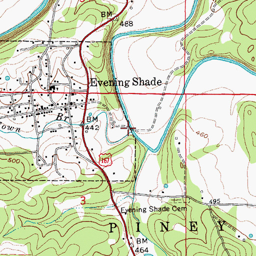 Topographic Map of Town Branch, AR