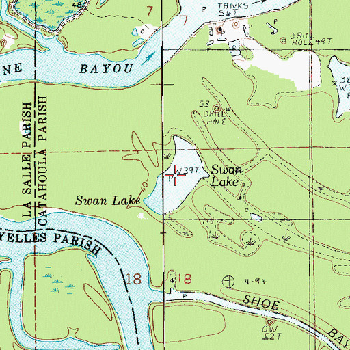 Topographic Map of Swan Lake, LA