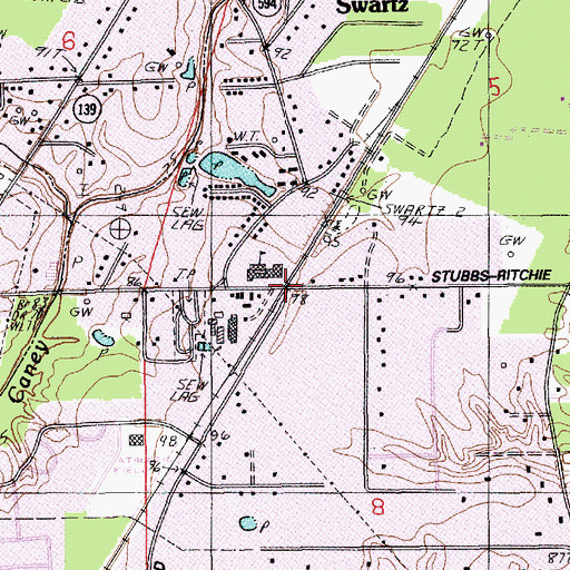 Topographic Map of Swartz, LA