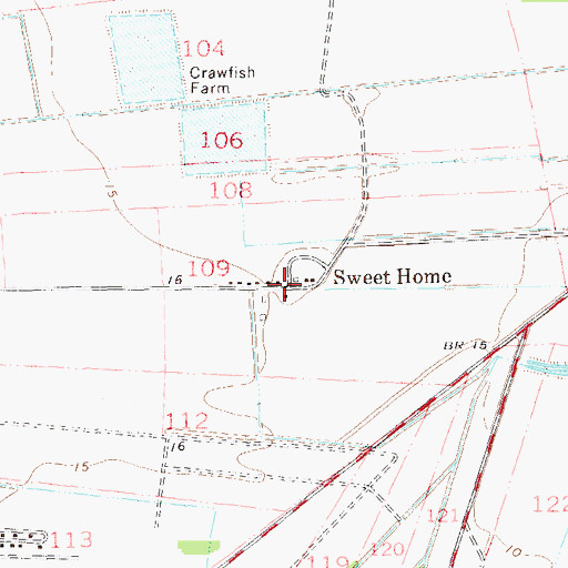 Topographic Map of Sweet Home, LA