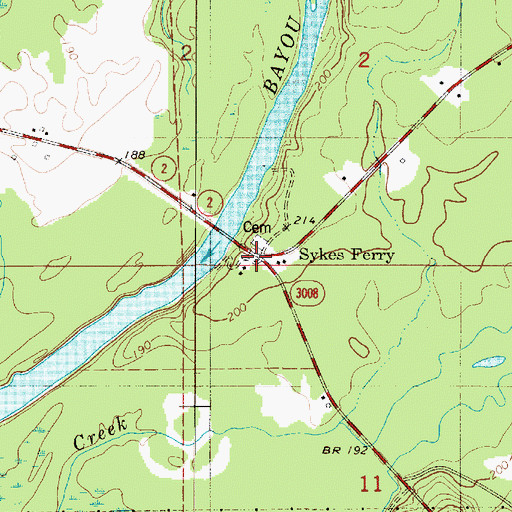 Topographic Map of Sykes Ferry, LA