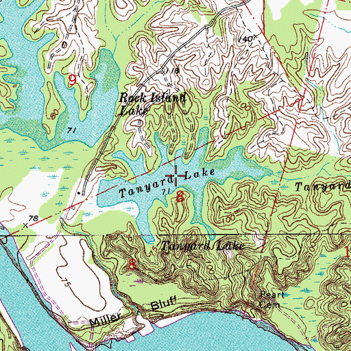 Topographic Map of Tanyard Lake, LA