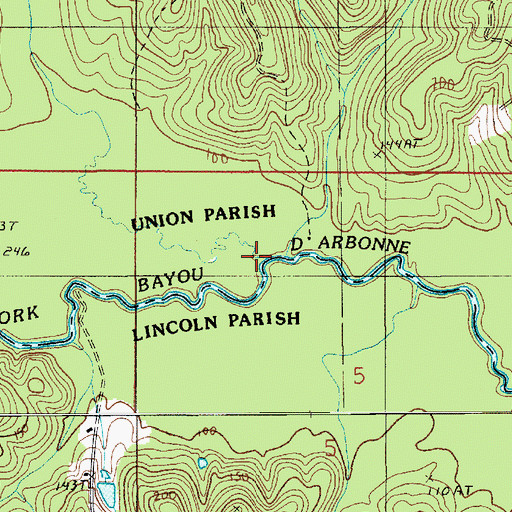 Topographic Map of Tenmile Creek, LA