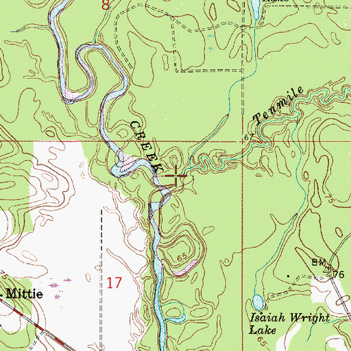 Topographic Map of Tenmile Creek, LA