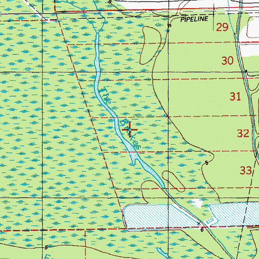 Topographic Map of The Brakes, LA