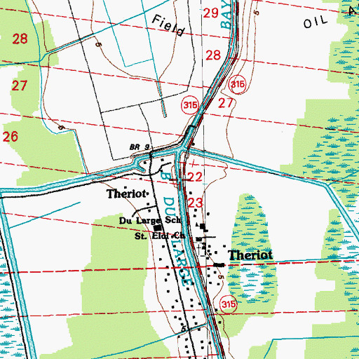 Topographic Map of Theriot, LA