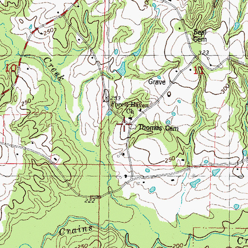 Topographic Map of Thomas Cemetery, LA