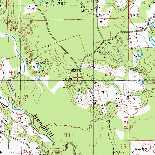 Topographic Map of Tidwell Cemetery, LA