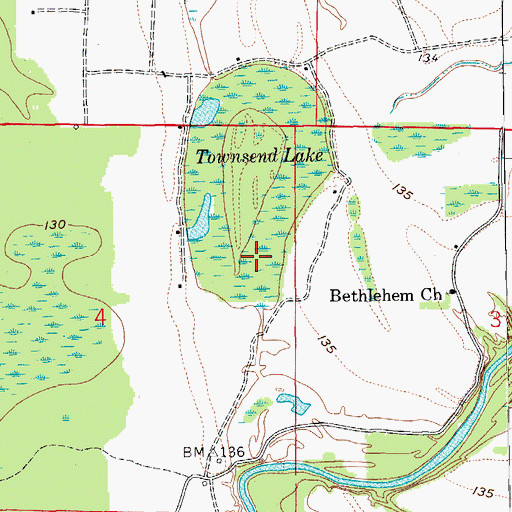 Topographic Map of Townsend Lake, AR