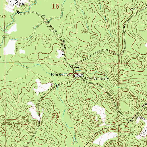 Topographic Map of Toro Missionary Baptist Church, LA