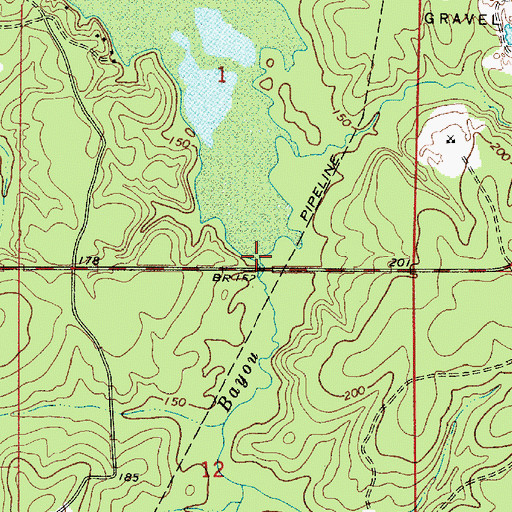 Topographic Map of Toulon Bayou, LA