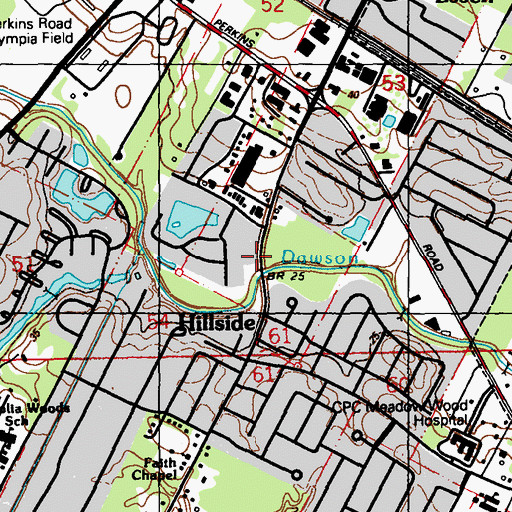 Topographic Map of Trajer Bridge, LA