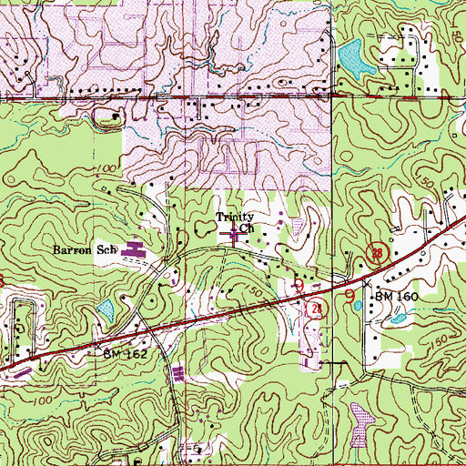 Topographic Map of Trinity Baptist Church, LA