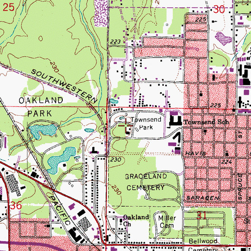 Topographic Map of Townsend Park, AR